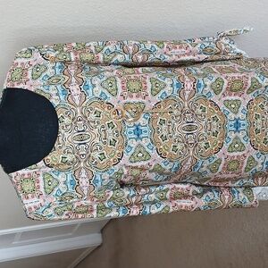 Tacera Long Sleeve Top with Intricate Multicolor Design